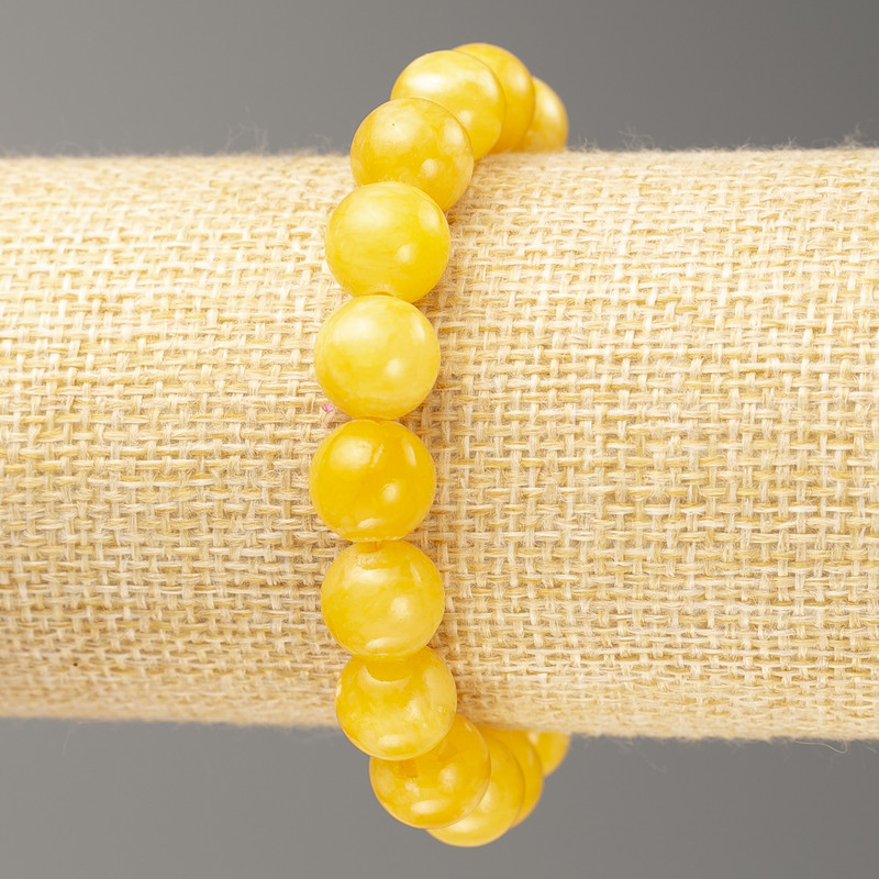 Elastic Citrine Bracelet (artificial acrylic) smooth beads, 10mm diameter, length 18cm