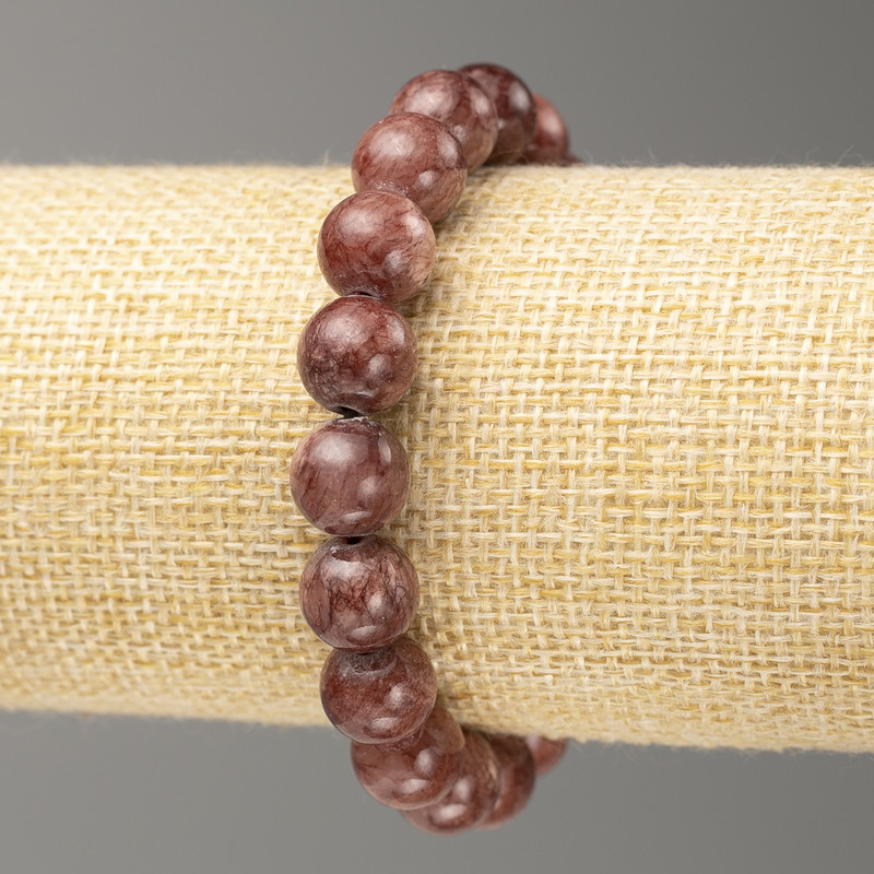 Elastic bracelet with acrylic beads imitating selenite, smooth round beads, 10 mm diameter, 18 cm length