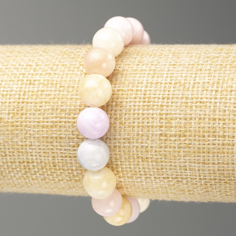Elastic Morganite Bracelet (Acrylic) Smooth Bead, 10 mm Diameter, Length ~18 cm