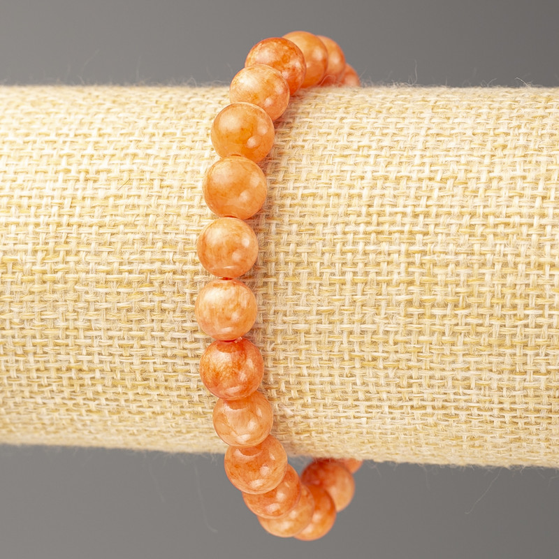 Bracelet 'Orange Coral' - Acrylic, 8mm beads, length approx. 18 cm, smooth beads on elastic