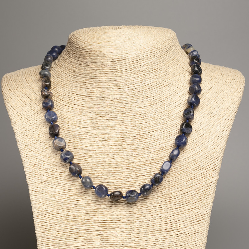Faceted Sodalite Gemstone Necklace, diameter 5–10 mm, length 50 cm