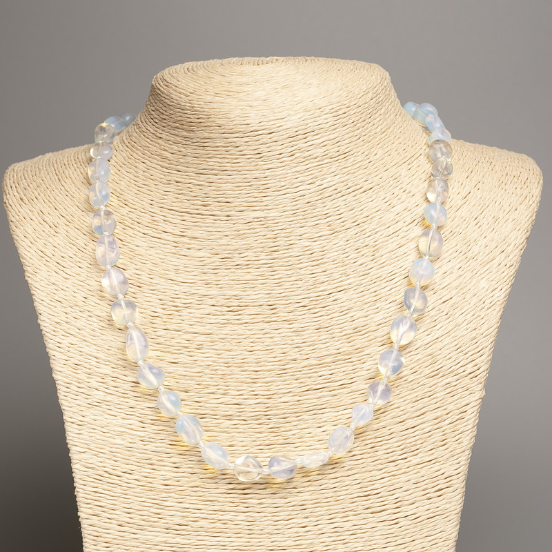 Opalite stone necklace (synthetic) faceted, diameter 8-10 mm, length 50 cm