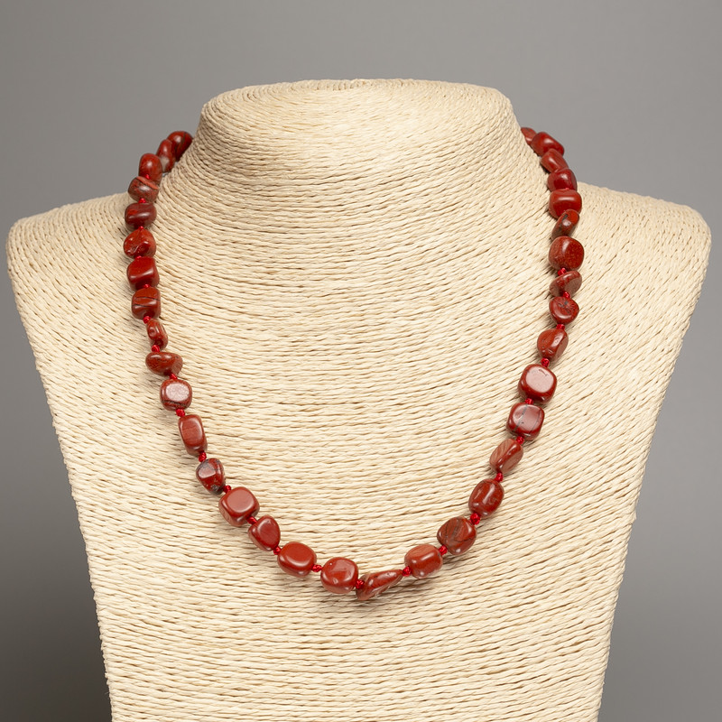 Red Jasper Necklace with Faceting, 5x8-10 mm diameter, 50 cm length