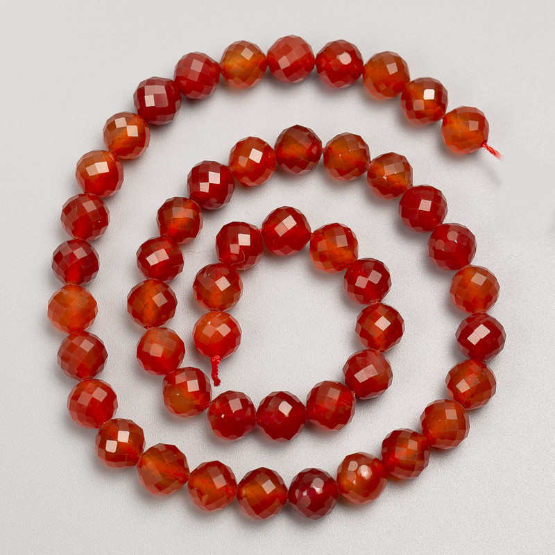 Carnelian Beads - Faceted 8mm on Thread, 38cm+