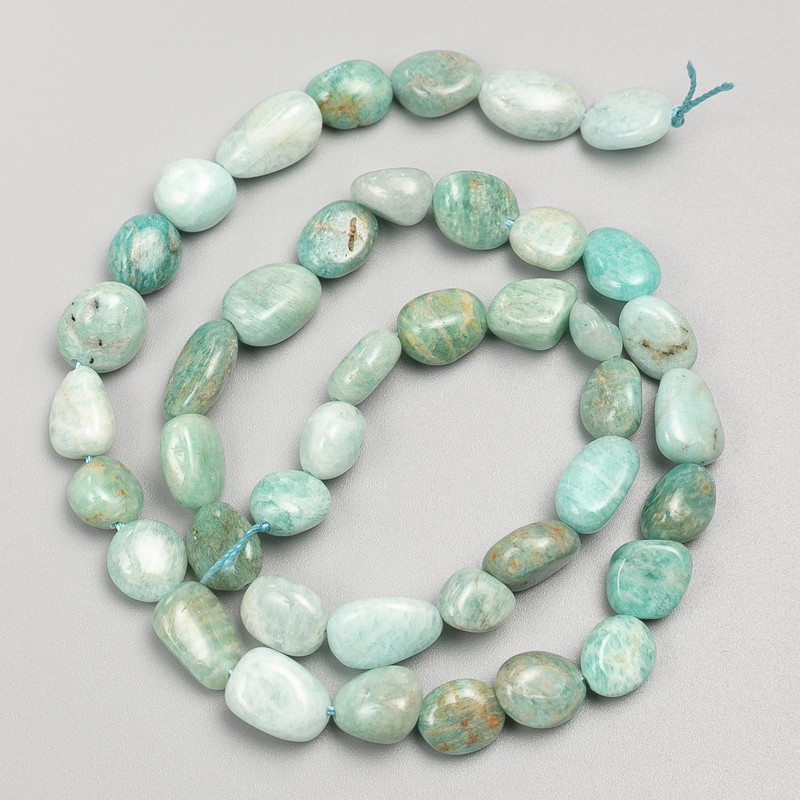 Faceted Amazonite Beads on a Thread, Diameter 10x8 mm, Length 40 cm