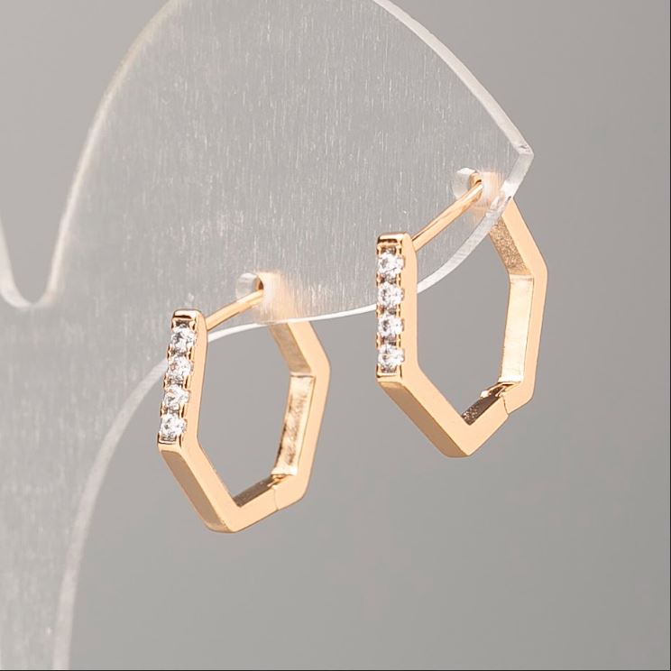 Xuping Earrings 18K Gold Plated with White Crystals