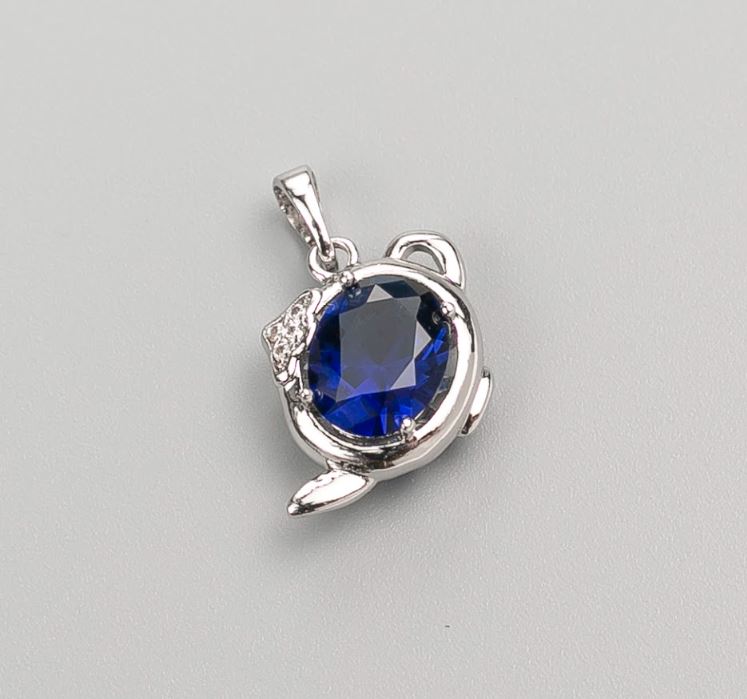 Pendant Xuping with Blue Stone 20x14mm Rhodium
