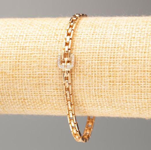 Bracelet Xuping 18K Gold Plating, 19 cm length, 4 mm thick, with white crystals