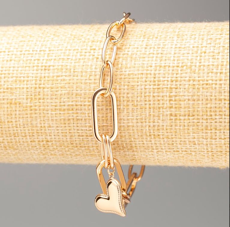 Bracelet Xuping 18K Gold Plating 'Heart' Length 16–20 cm, thickness 6.5 mm +-, thickness 9 mm+