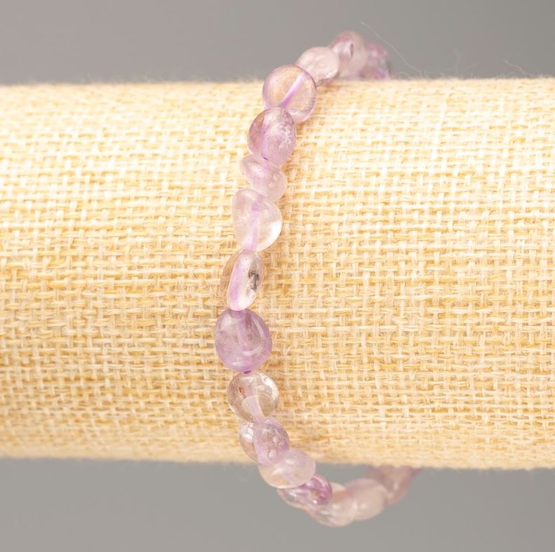 Faceted Amethyst Natural Stone Bracelet, diameter 12×5–8×4 mm, length 18 cm ± on elastic