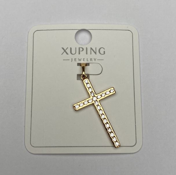 Xuping Cross Pendant 8K Gold Plating with White Stones