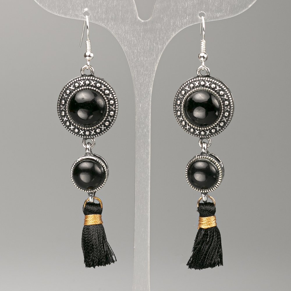 Agate Earrings, diameter about 19.5 mm and 12 mm, length about 8.5 cm