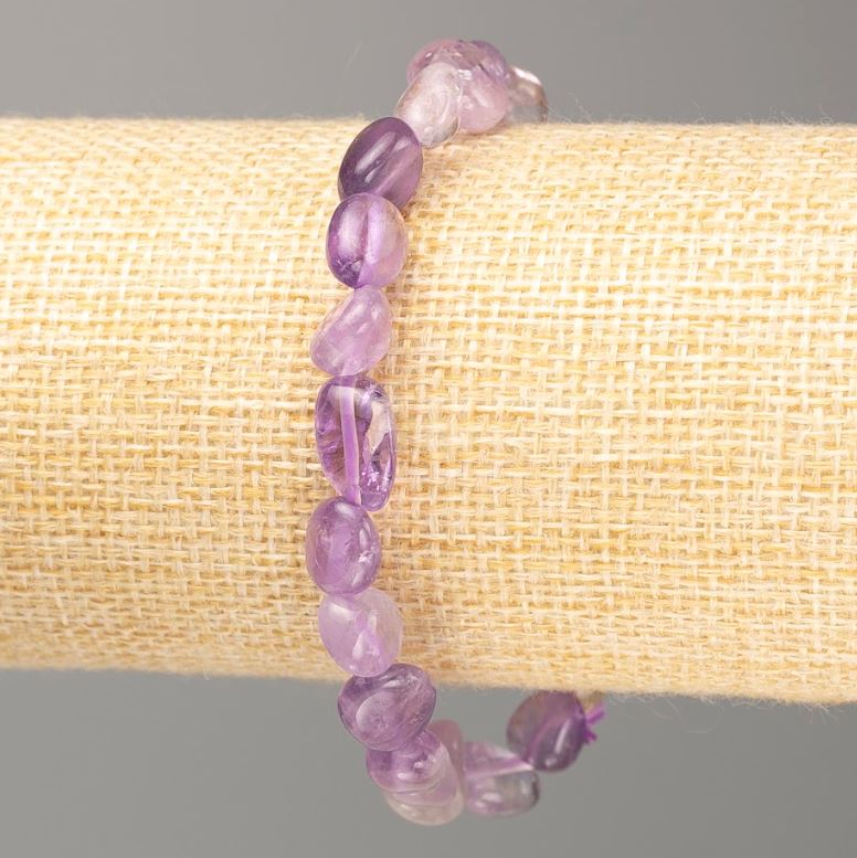 Natural Amethyst Stone Bracelet, Tumbled, 11x8 mm Beads, 18 cm Length