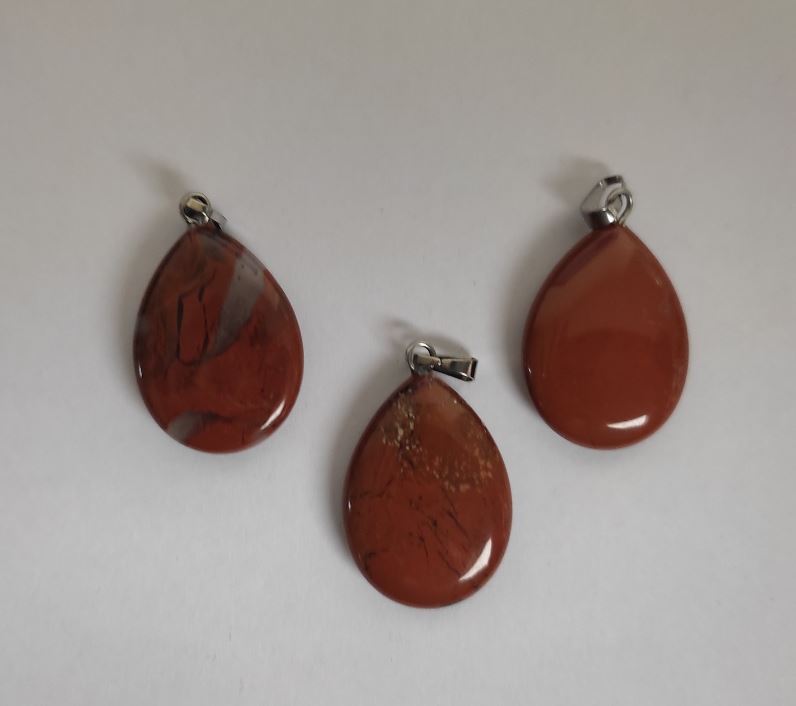 Drop Pendant, Red Jasper Stone, 2.5×1.8 cm