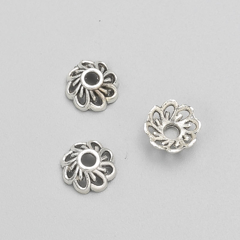 End cap, metal color Silver, diameter 9x4 mm (±), packaging -20 g, 64 (±) pcs