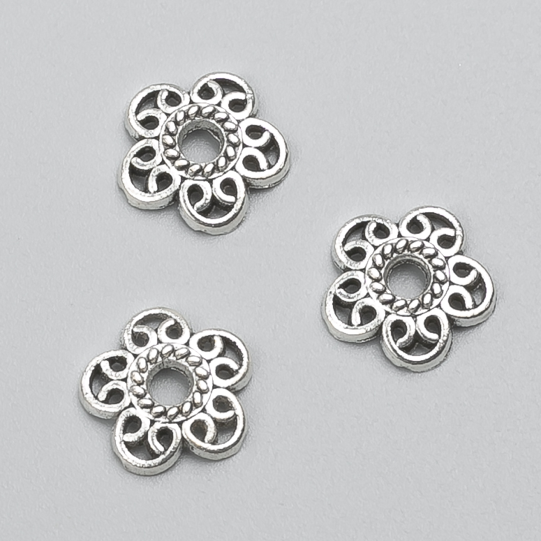 End cap, silver metal color, 12×2 mm (±), packaging -20 g, 52 (±) pcs