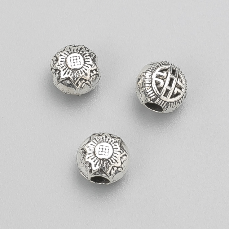 Фурнітура намистина вставка, діаметр 8х7мм+- фас. 20гр. 19шт+- колір металу "срібло"