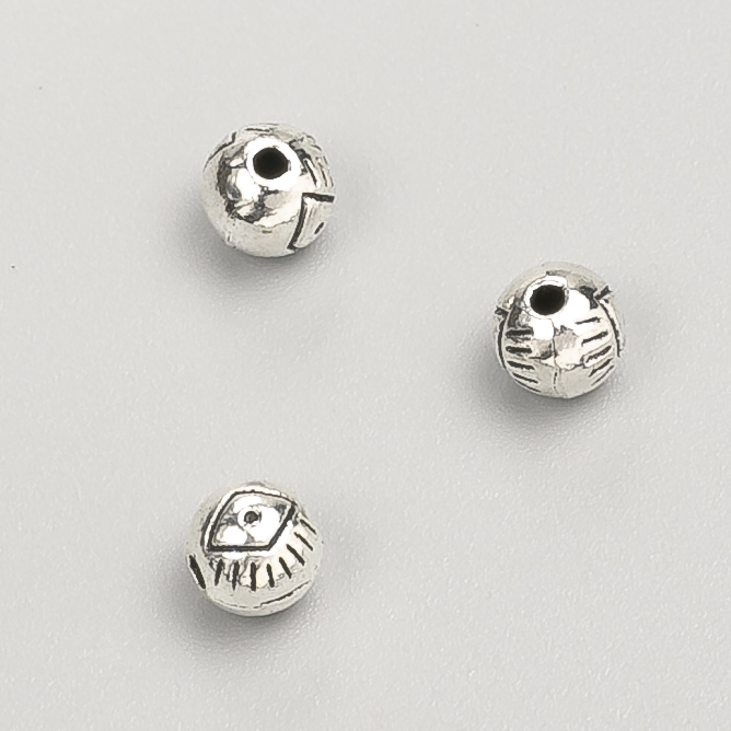 Bead-insert findings, 6 mm diameter, faceted, 20 g, 31 pcs ±, silver