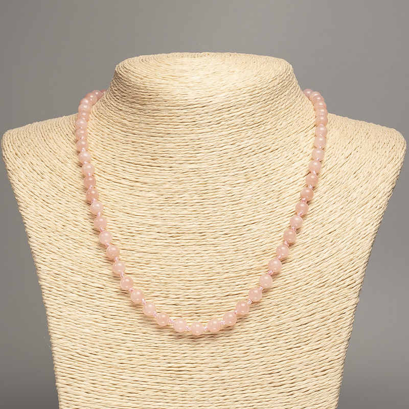 Necklace 'Selenite' with smooth beads, 6 mm diameter, about 50 cm long, made of white nephrite (synthetically dyed)