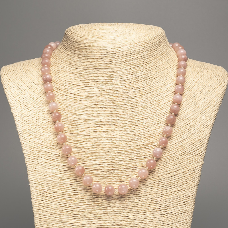 Necklace 'Selenite' smooth beads, 8 mm in diameter, about 50 cm long, made of white nephrite (synthetically dyed)