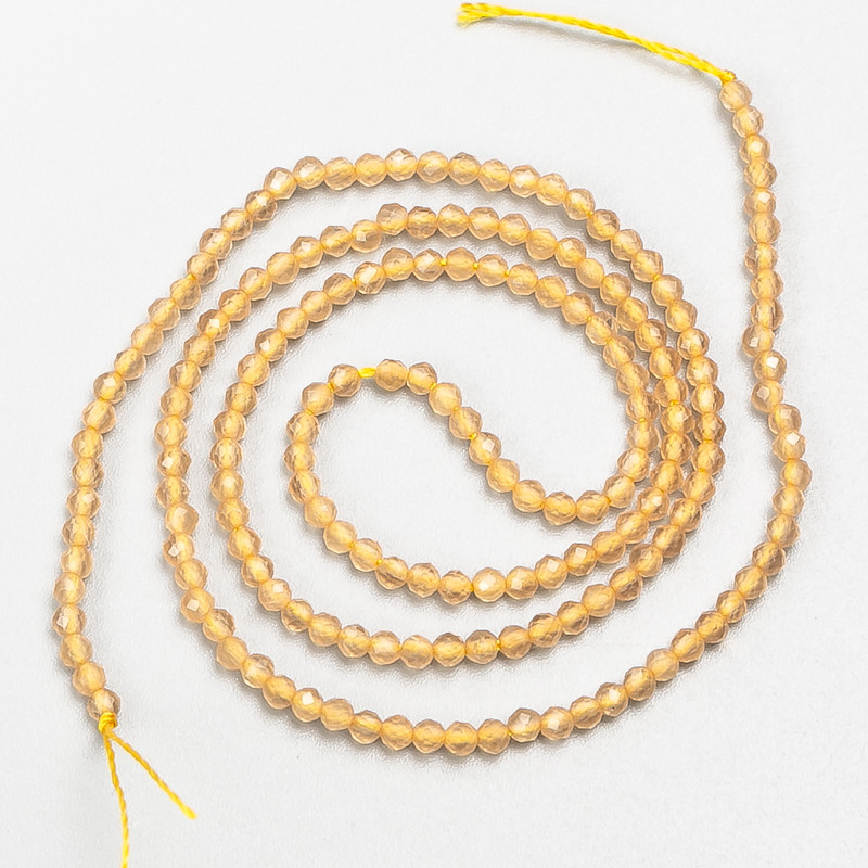 Small Beige Faceted Spinel Beads, 2 mm Diameter, On Thread, 37 cm Long