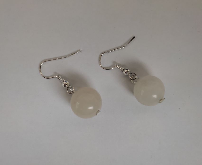 Earrings Mountain Crystal (artificial acrylic), 12 mm diameter, 33 mm length