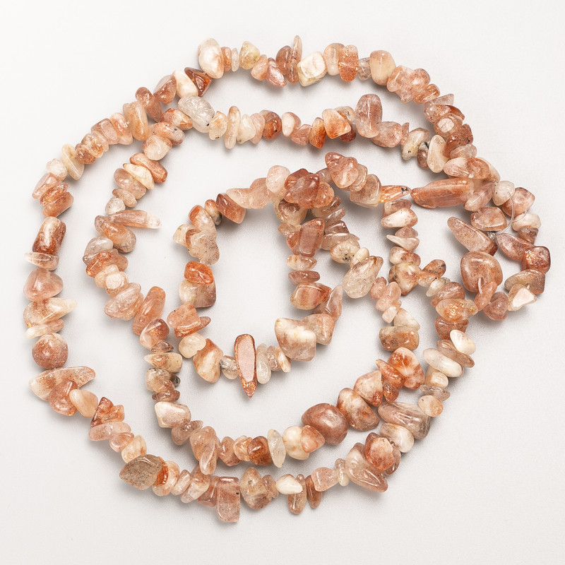 Heliolite Beads, Natural Stone Chip on Thread, Diameter 9×4 mm, Length 82 cm