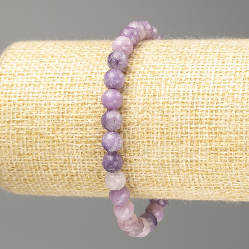 Lepidolite Bracelet (Artificial Acrylic) Smooth Beads, 6.5 mm Diameter, 18 cm Length (Stretch)