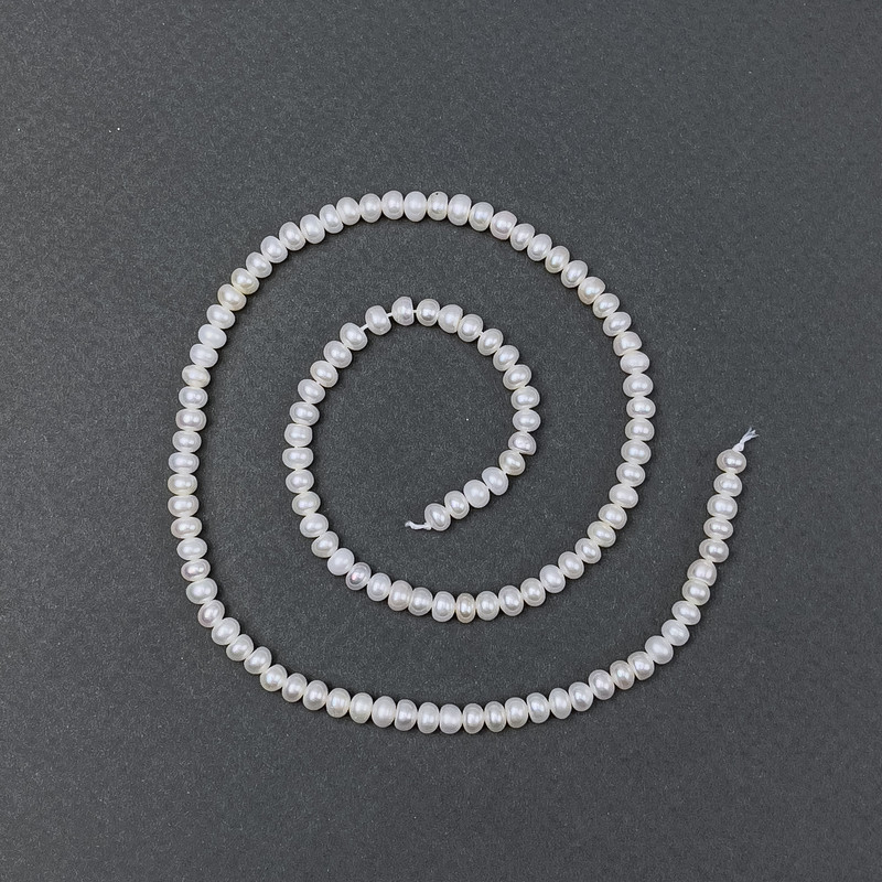Freshwater pearls on a string, diameter 4×3 mm, length 38 cm
