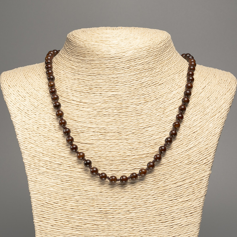Natural Garnet Necklace with Smooth Beads, 6 mm Diameter, 50 cm Length