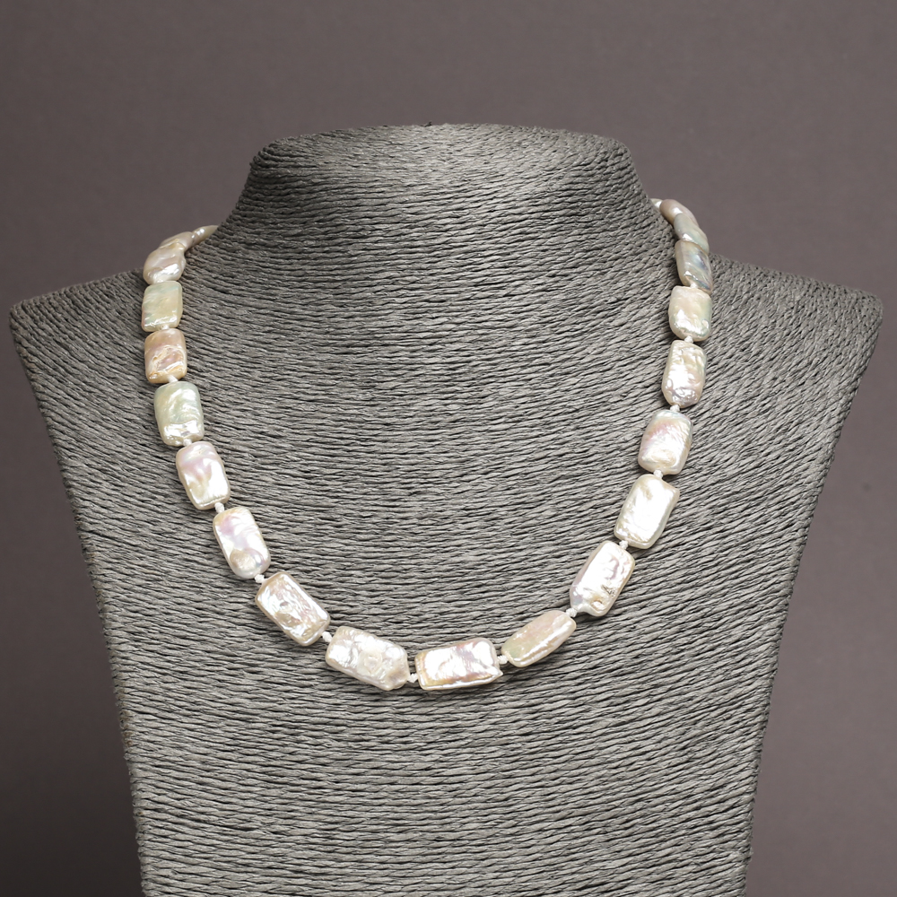 Necklace of natural Baroque pearls, diameter 18×10 mm, length 48 cm ±