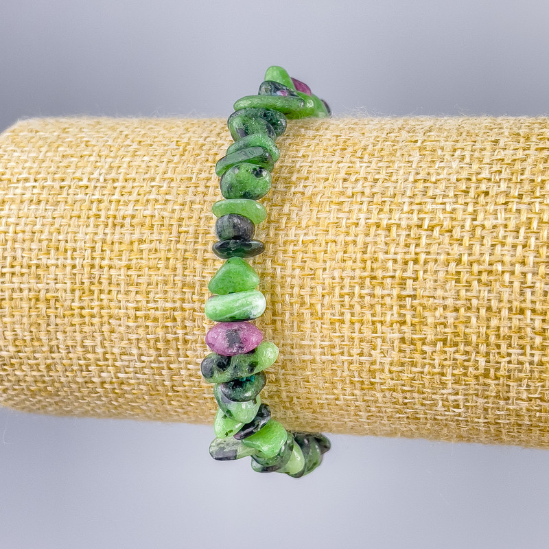Zoisite natural stone chips bracelet, 8x4 mm, length 18 cm (stretch)
