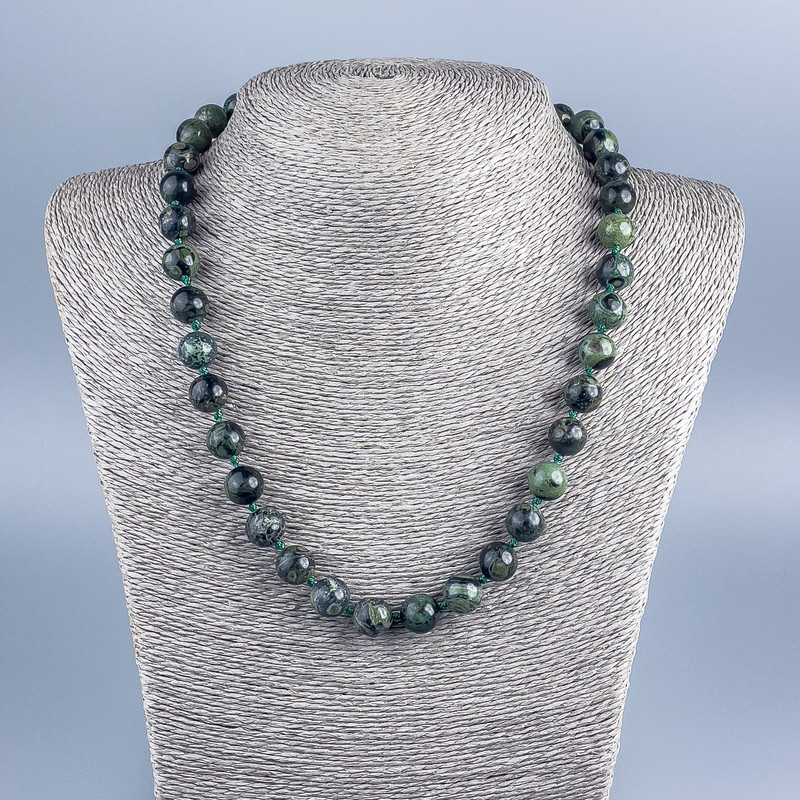 Ocean Jasper Necklace with natural stone beads, smooth round beads, diameter 10.5 mm, length 50 cm