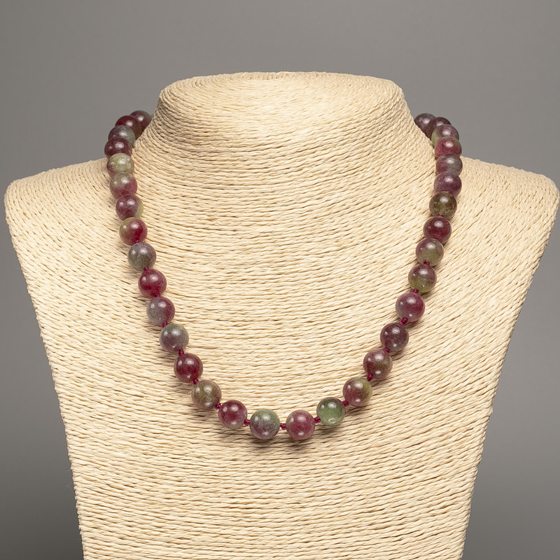 Polychrome Tourmaline Necklace (Synthetic) Smooth Beads, 10 mm Diameter, 50 cm Length ±