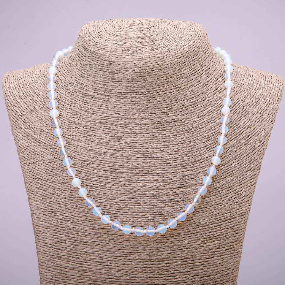 Necklace Opalite Moonstone (synthetic) smooth bead, 6mm diameter, 48cm length