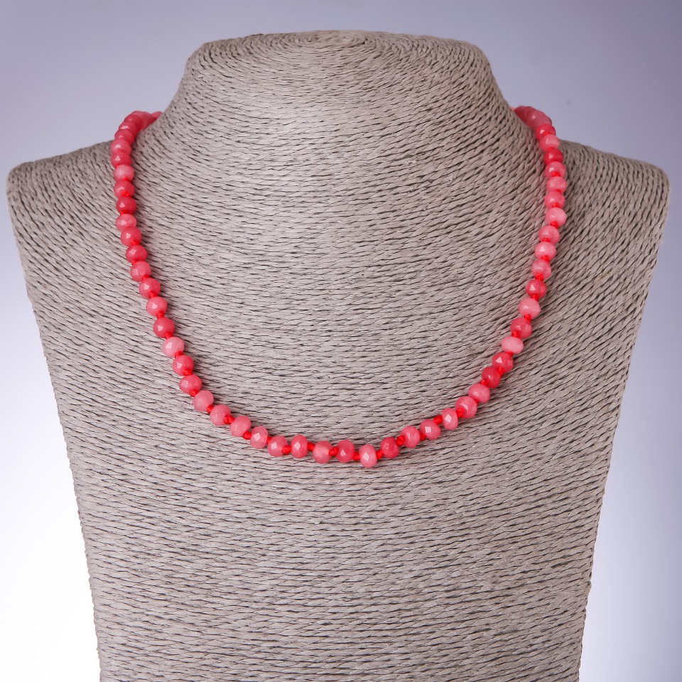 Necklace with natural stone 'Tourmaline' (synthetic) faceted rondelle, diameter 6x4 mm, length 45 cm