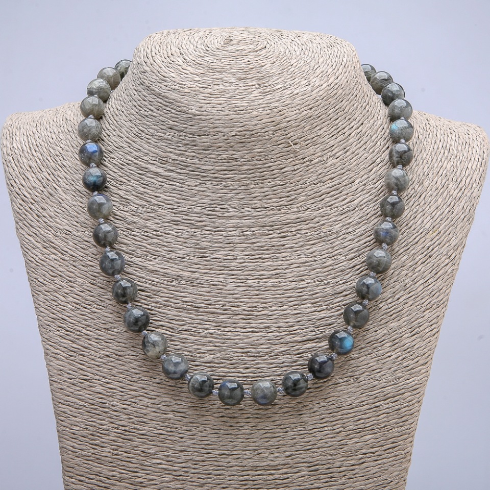 Labradorite Necklace with Smooth Bead 10mm, 45cm