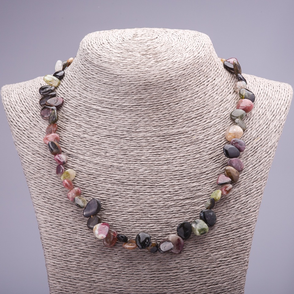 Faceted Tourmaline Natural Stone Necklace, Butterfly Shape, 7-12 mm, 46 cm length