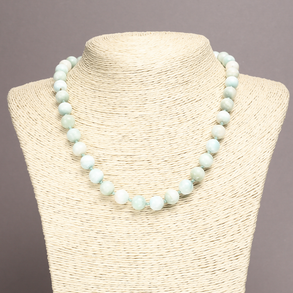Natural Larimar Necklace with Smooth Bead, 10 mm Diameter, 45 cm Length ±