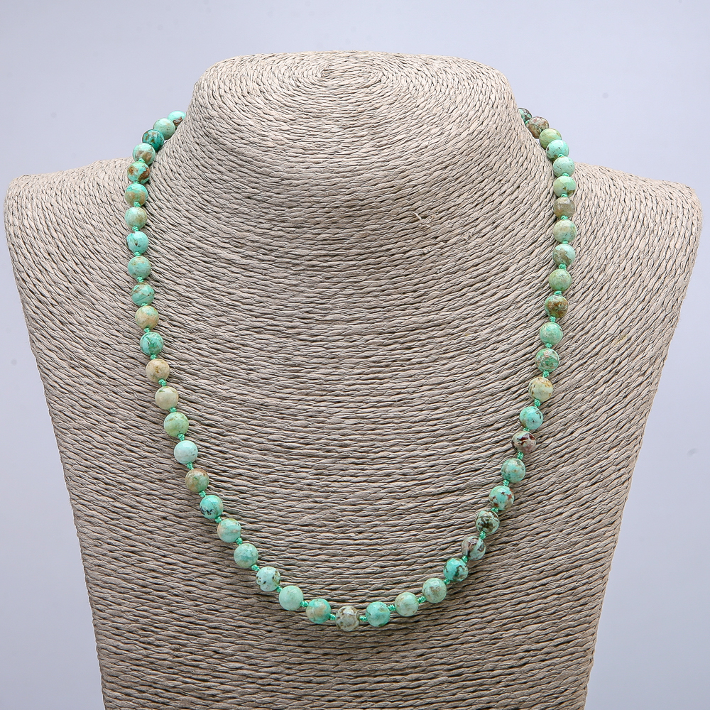 Amazonite natural stone necklace, smooth beads, 6 mm diameter, length 46 cm +