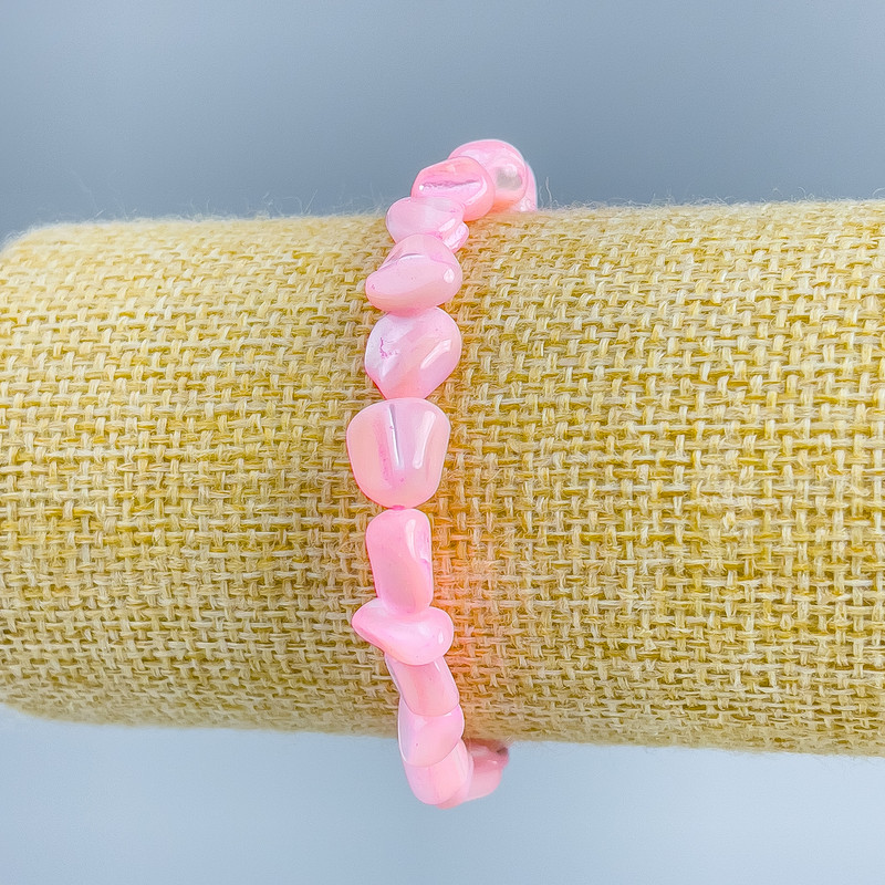 Pink Mother-of-Pearl Faceted Bracelet, 8x6 mm beads, 18 cm