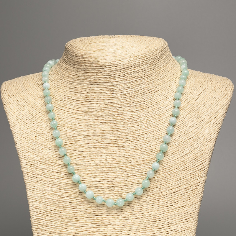 Natural Larimar Necklace with smooth beads, 6.5 mm diameter, 51 cm long