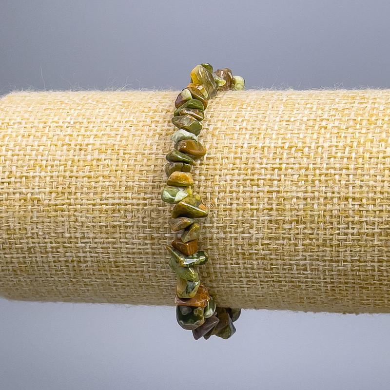 Multicolored Jasper Chip Bracelet, 8x3 mm diameter, 18 cm length (stretch)