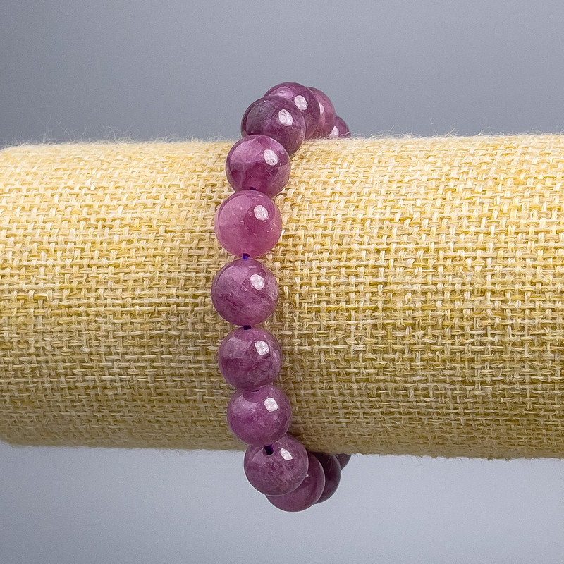 Rubellite Tourmaline Bracelet with Smooth Beads, 10.5 mm Diameter, 18 cm Length (Stretch)