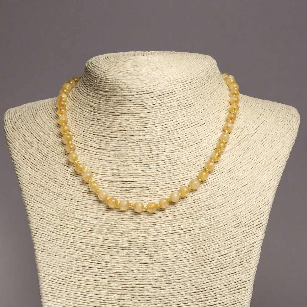 Citrine Necklace with Smooth Bead, 6 mm Diameter, 45 cm Length+