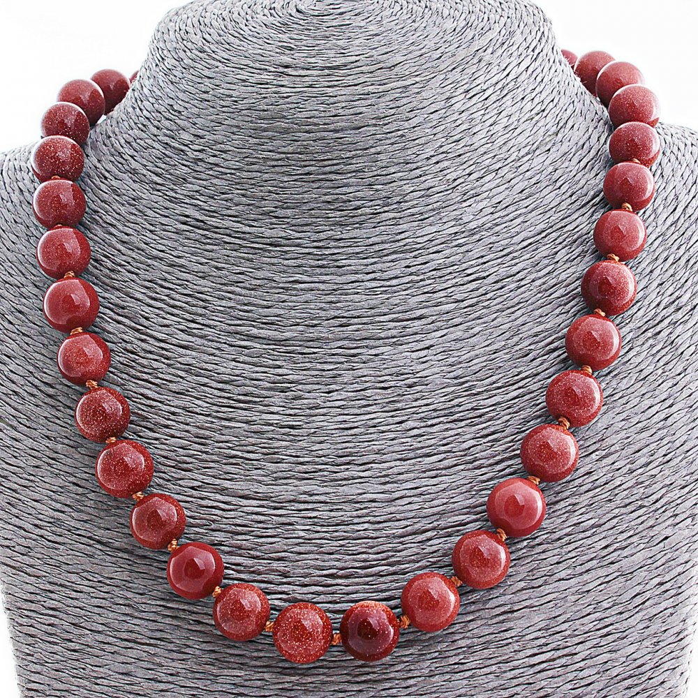 Aventurine Beads (Synthetic) 'Golden Sand' Necklace - 12mm Beads, 50 cm Long