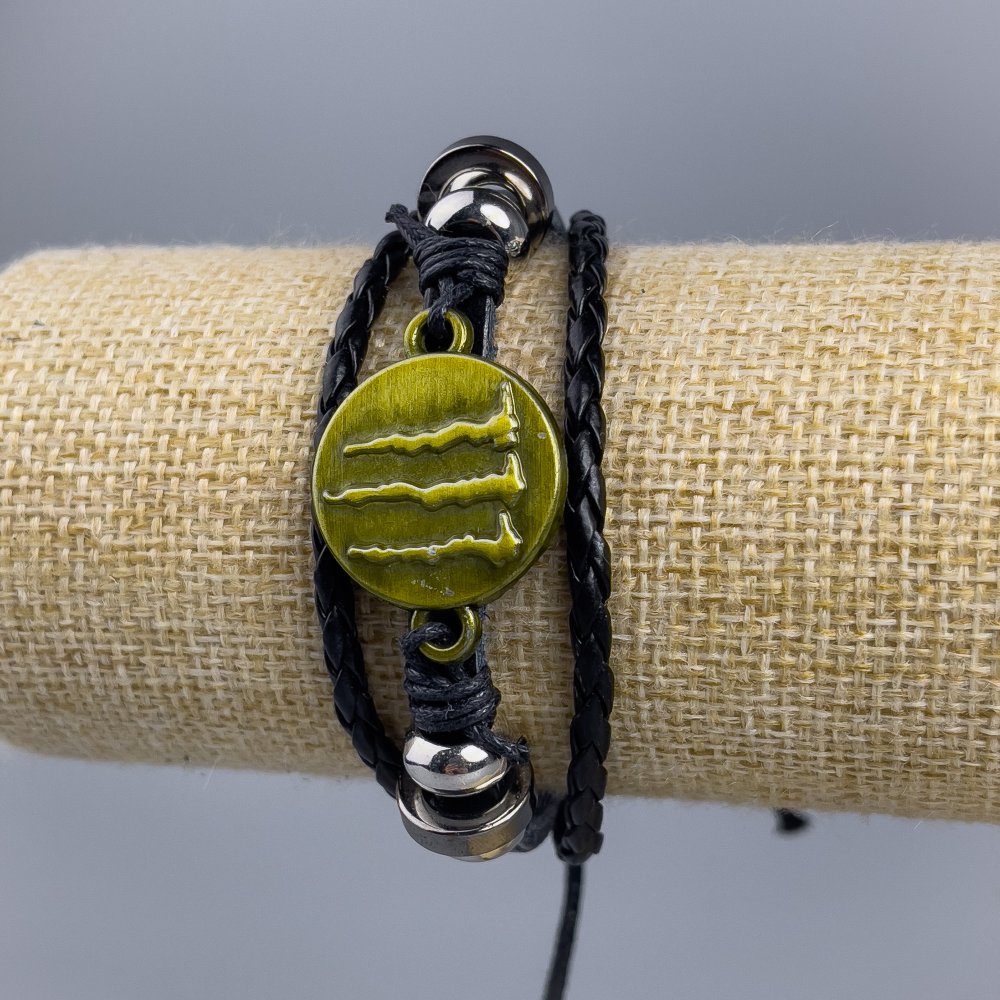 Eco-leather bracelet with golden claws on adjustable strap, 1 pc