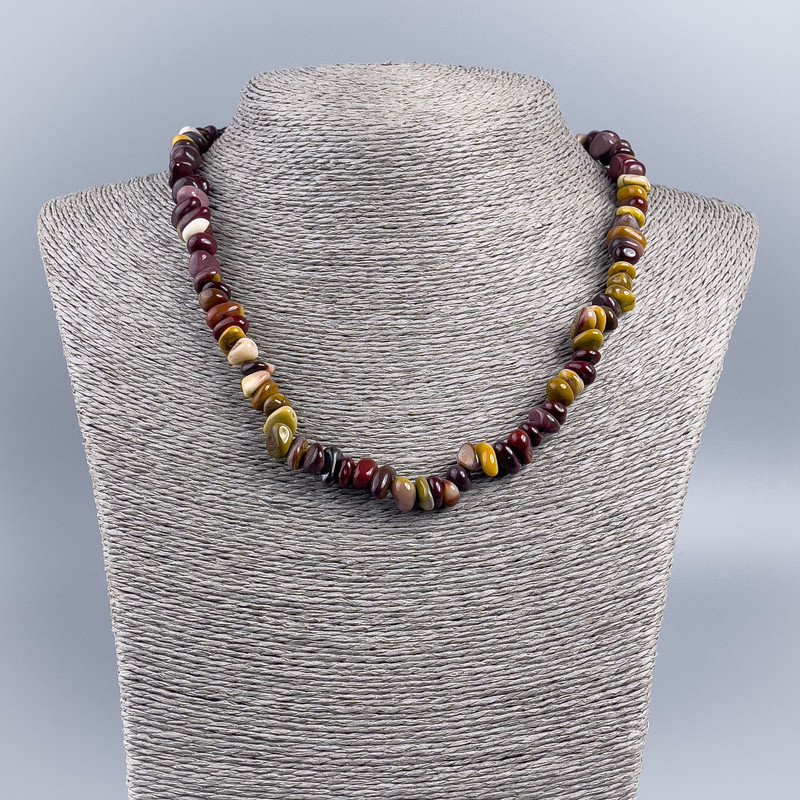 Natural Stone Necklace, Mookaite Jasper, Faceted Beads, 8x5 mm diameter ±, 48 cm length ±