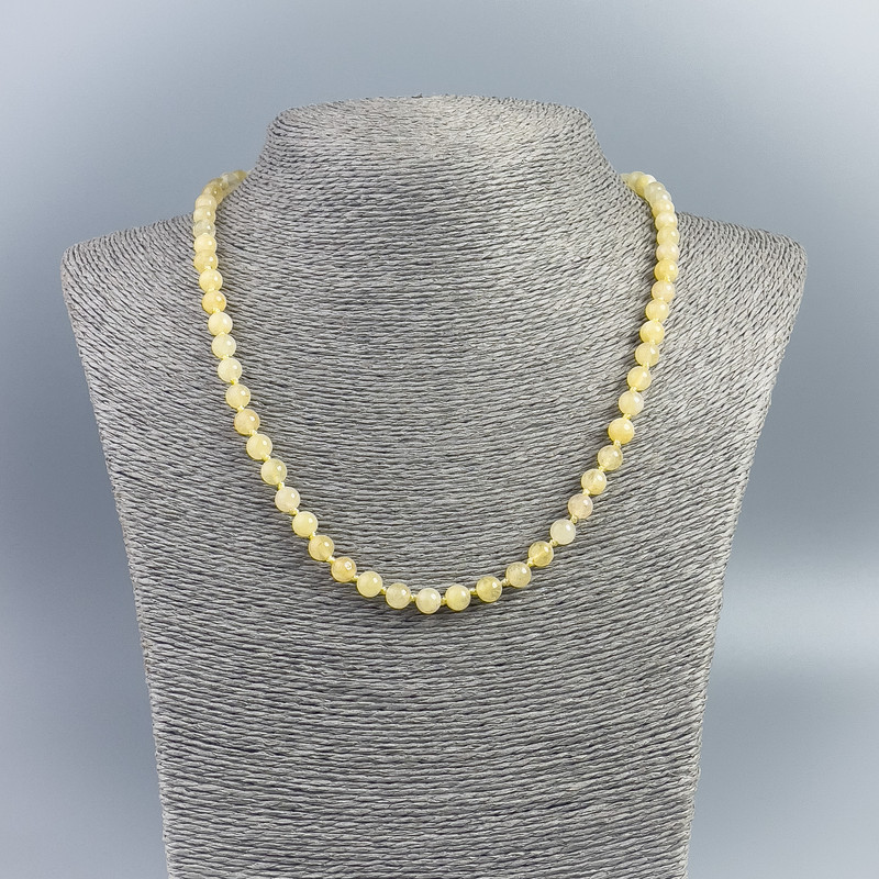Citrine Stone Necklace with opaque smooth beads, diameter 6mm+-, length 48cm+