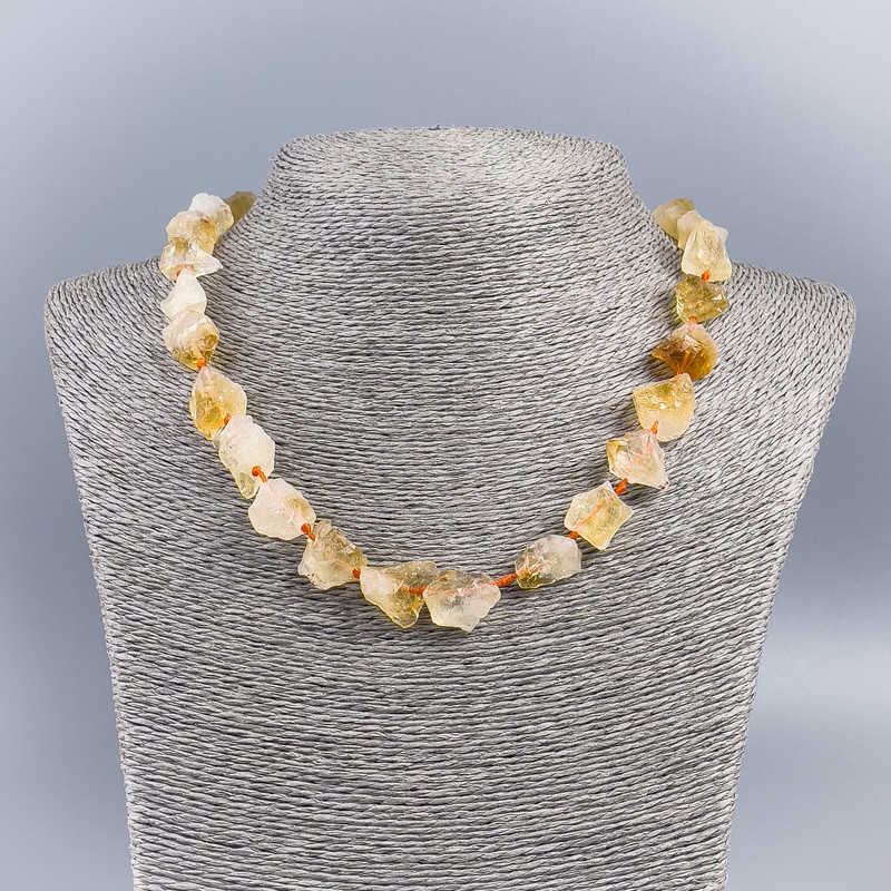 Unpolished Citrine Nugget Necklace, diameter 12x15 mm, 50 cm long